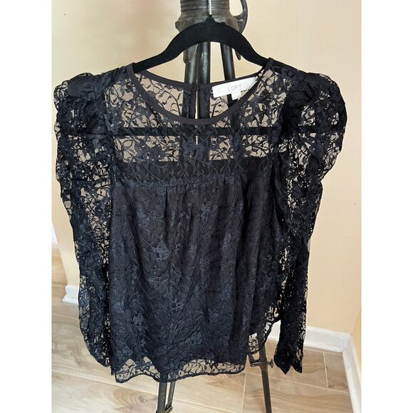LOFT Puff Sleeve Lace Blouse  XS - Picture 3 of 5